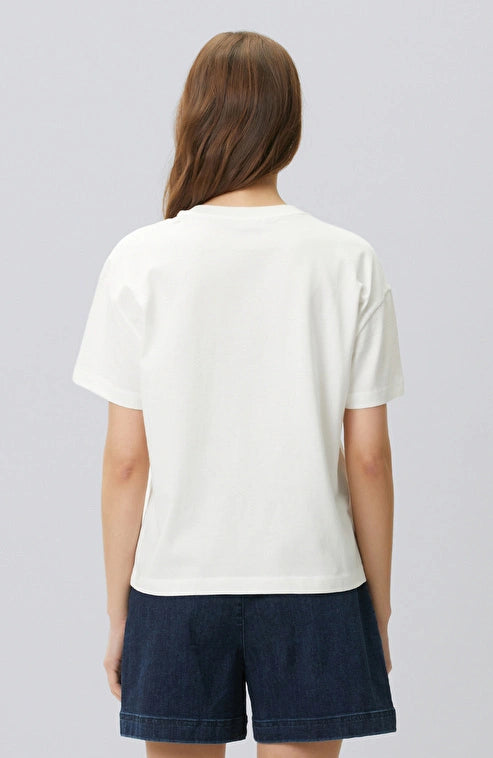 WOMEN'S N-Green Off-White Beaded Detail T-shirt