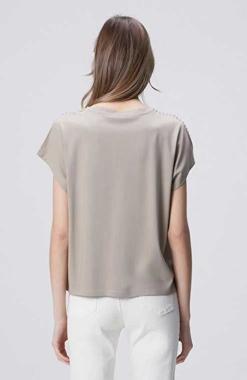 WOMEN'S N-Green Mink Stone Embellished T-shirt