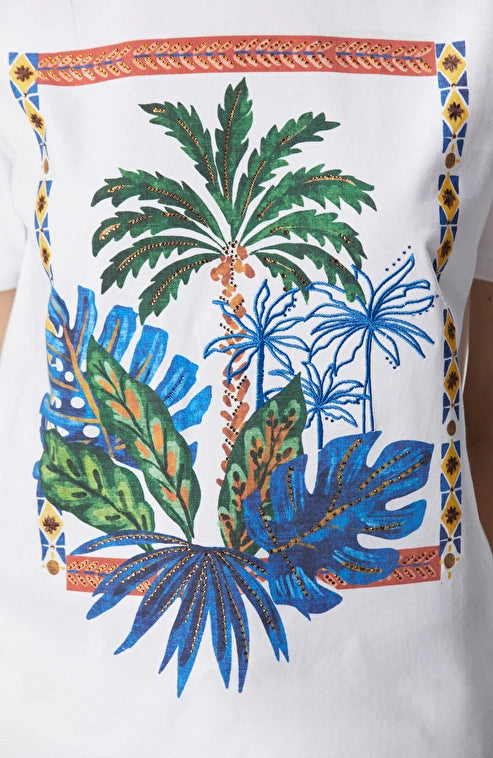 WOMEN'S N-Green Off-White Front and Back Body Printed T-shirt