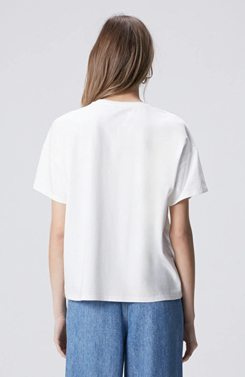 WOMEN'S N-Green Off-White Front Body Printed T-shirt