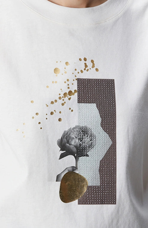WOMEN'S N-Green Off-White Printed T-shirt
