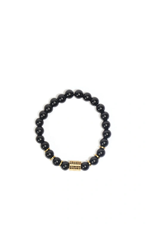 MEN'S Black Beaded Bracelet