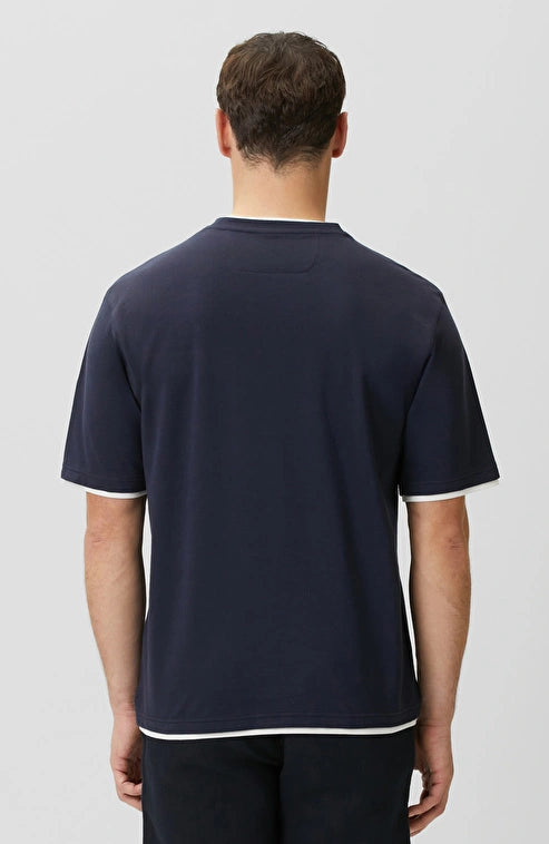 MEN'S N-Green Navy Blue Pocketed Piqué T-shirt