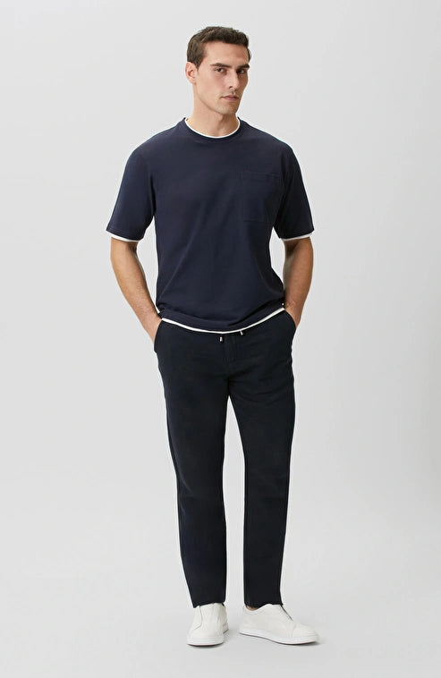 MEN'S N-Green Navy Blue Pocketed Piqué T-shirt