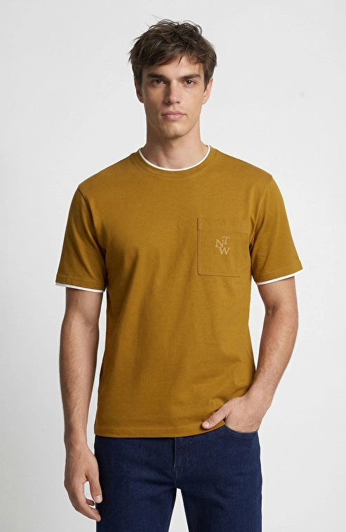 MEN'S N-Green Olive Green Pocketed Piqué T-shirt