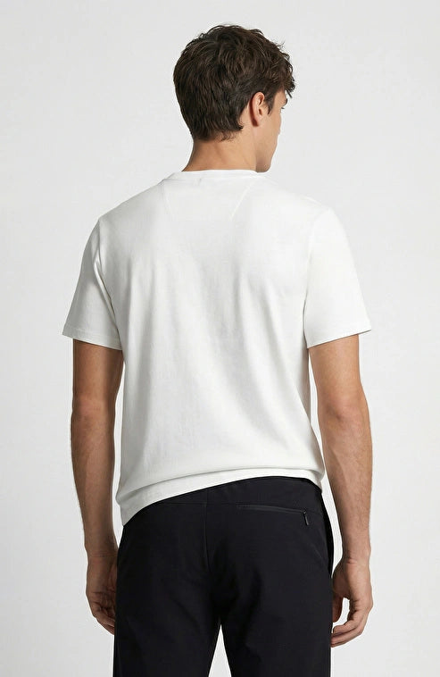 MEN'S White T-shirt with Seal Print Detail