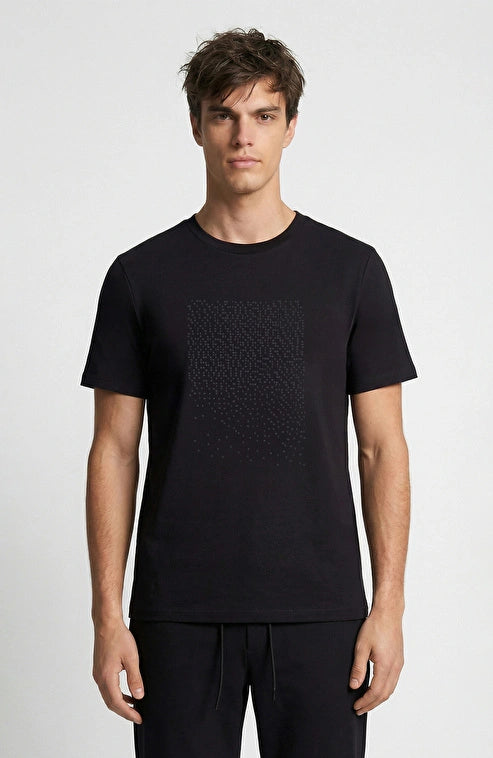 MEN'S N-Tech Black Mini Letter Print T-shirt