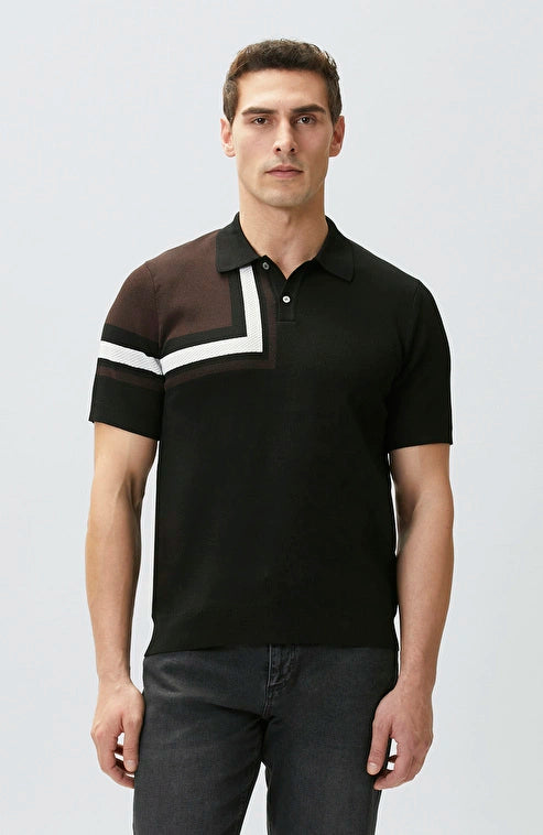 MEN'S Black Block Pattern Knit Sweater