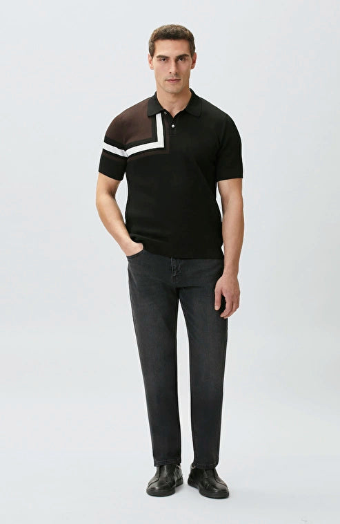 MEN'S Black Block Pattern Knit Sweater
