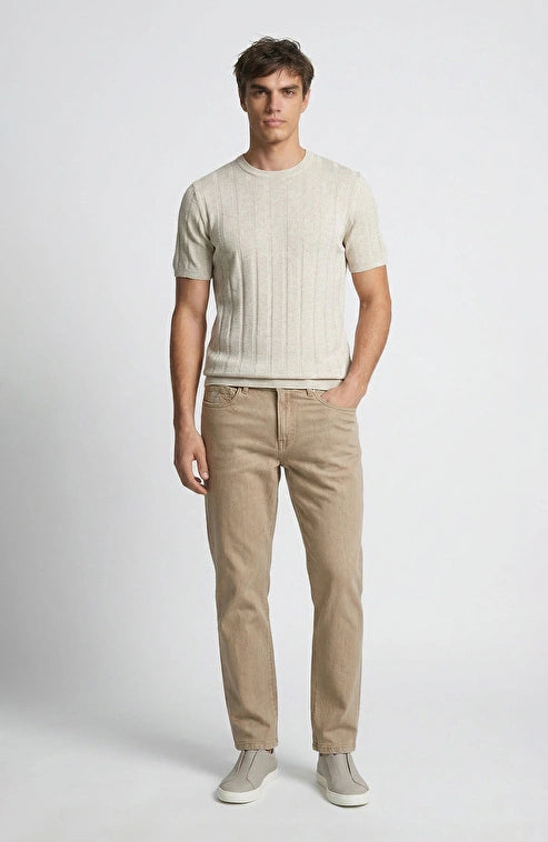 MEN'S Natural Striped Linen Blend Knit Sweater