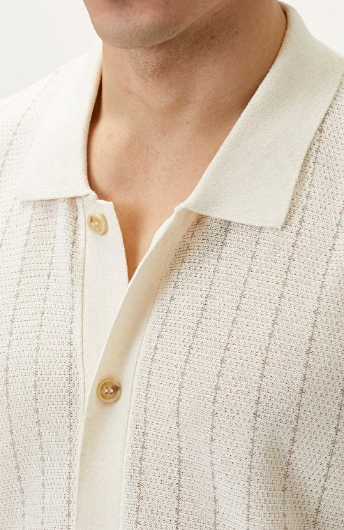 MEN'S Off-White Linen Blend Knit Shirt