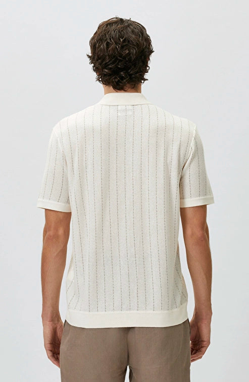 MEN'S Off-White Linen Blend Knit Shirt