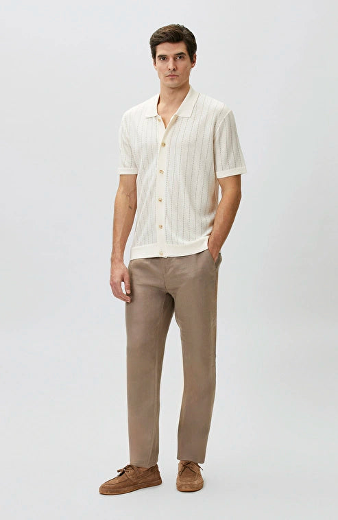 MEN'S Off-White Linen Blend Knit Shirt