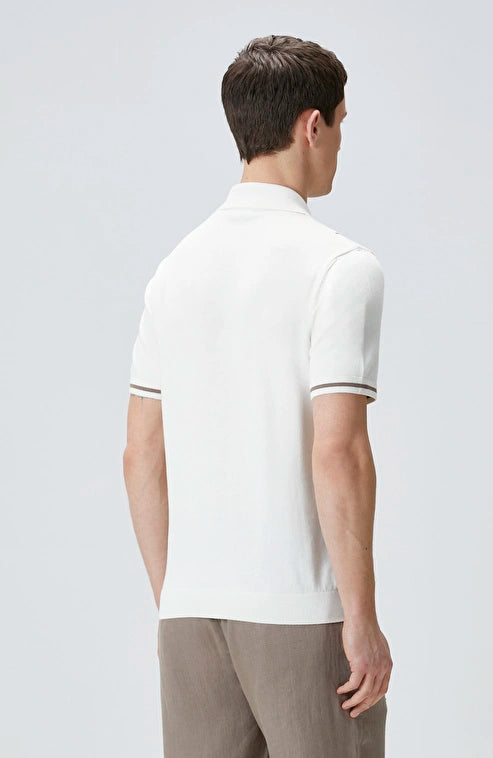 MEN'S Off-White Patterned Polo Knit Sweater