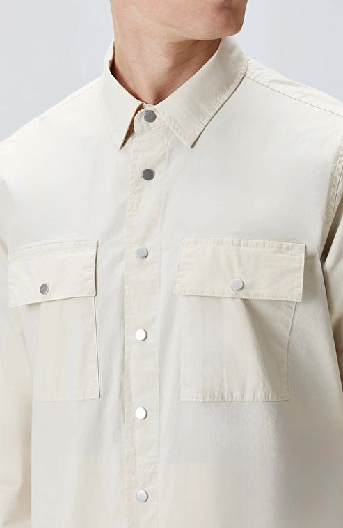 MEN'S N-Green Beige Paper Touch Outer Shirt