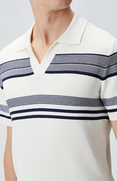 MEN'S Off-White Striped Knit Sweater