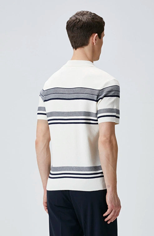MEN'S Off-White Striped Knit Sweater