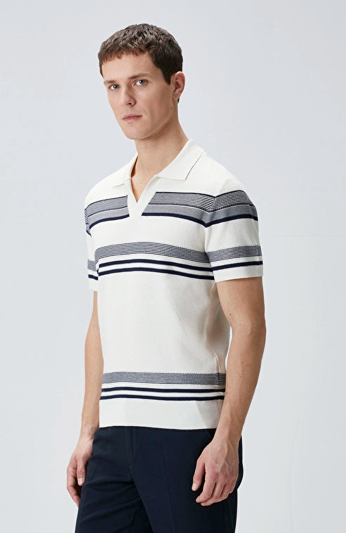 MEN'S Off-White Striped Knit Sweater