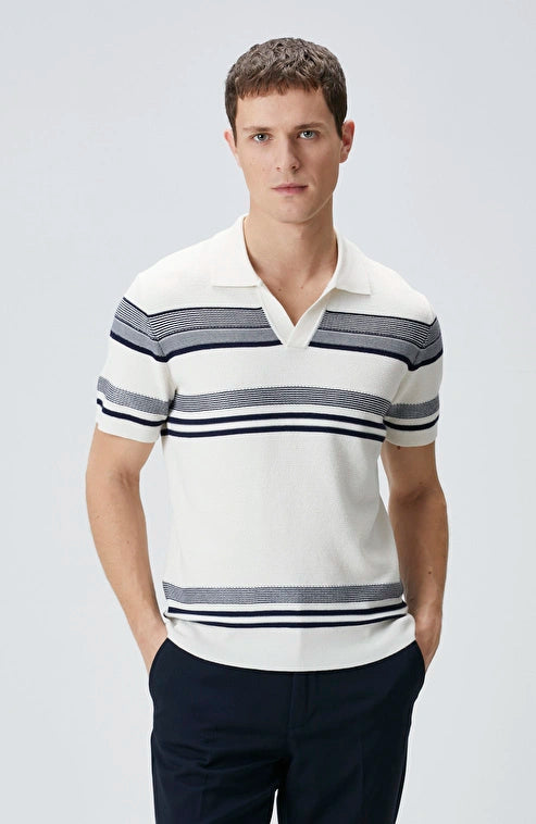 MEN'S Off-White Striped Knit Sweater