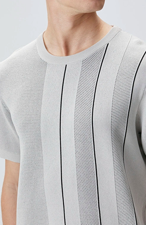 MEN'S Stone Patterned Crew Neck Knit Sweater