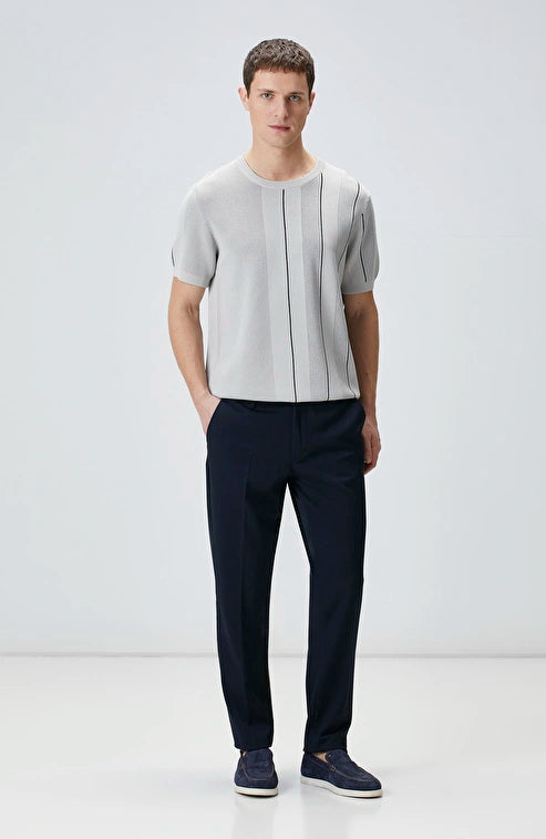 MEN'S Stone Patterned Crew Neck Knit Sweater