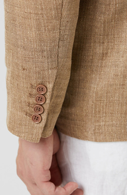MEN'S Limited Edition Beige Herringbone Linen Blend Jacket