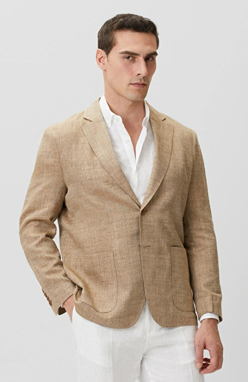 MEN'S Limited Edition Beige Herringbone Linen Blend Jacket