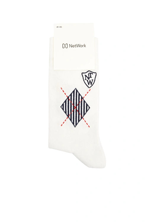 MEN'S White Baklava Pattern Socks