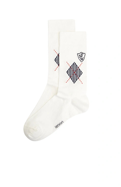 MEN'S White Baklava Pattern Socks