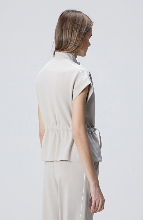 WOMEN'S Stone Modal Blend Jacket with Piping Detail