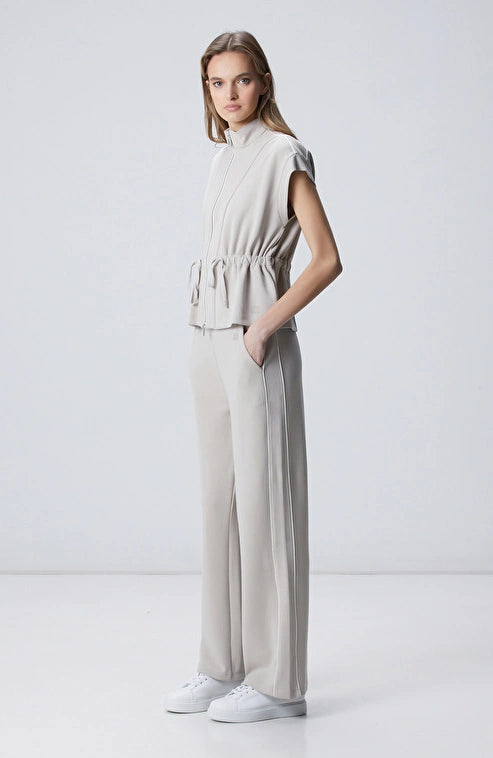 WOMEN'S Stone Modal Blend Jacket with Piping Detail
