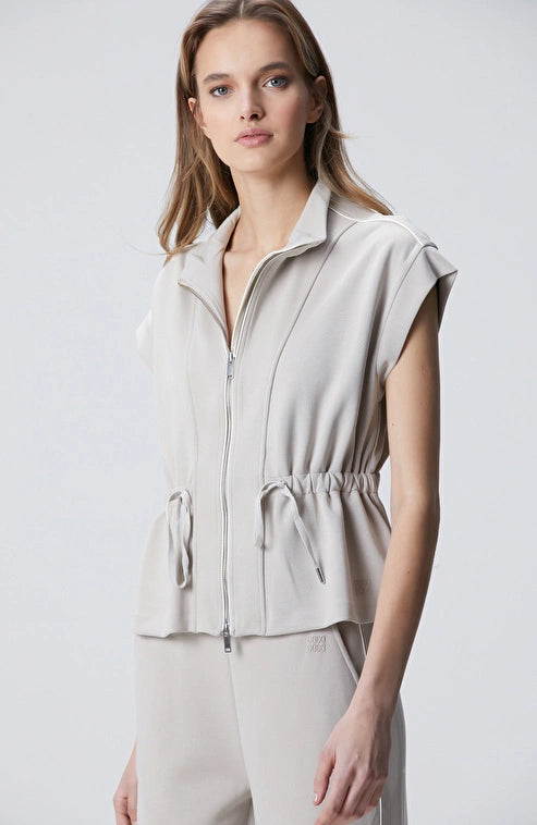 WOMEN'S Stone Modal Blend Jacket with Piping Detail