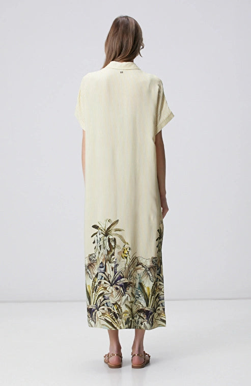 WOMEN'S Yellow and Green Patterned Detail Kaftan