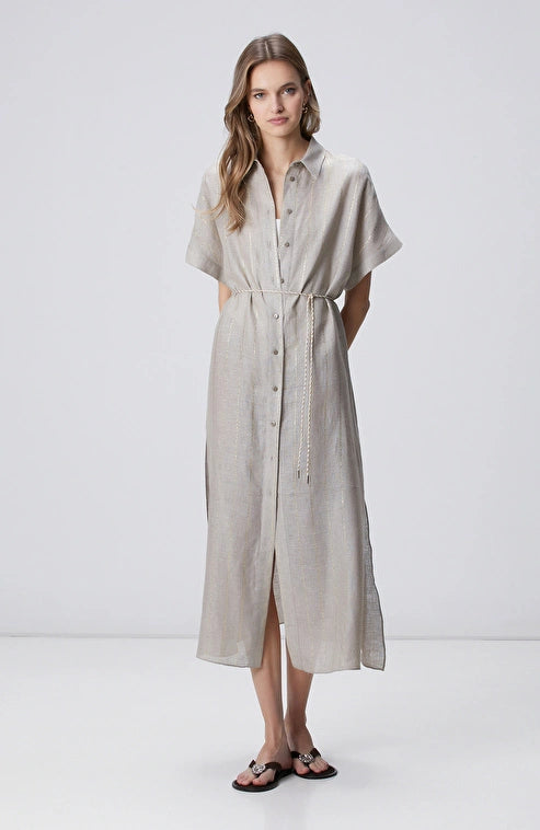 WOMEN'S Beige Melange Linen Kaftan