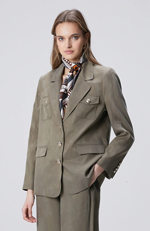 WOMEN'S Khaki Cupro Blazer Jacket