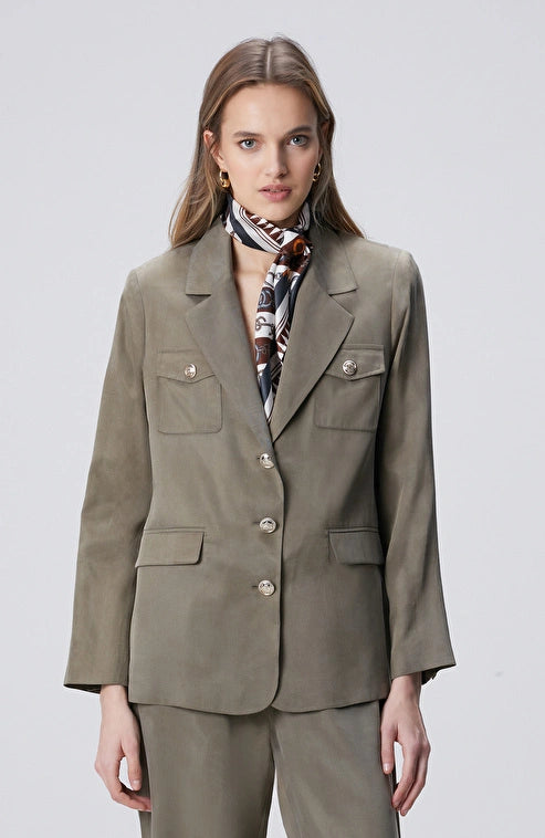 WOMEN'S Khaki Cupro Blazer Jacket