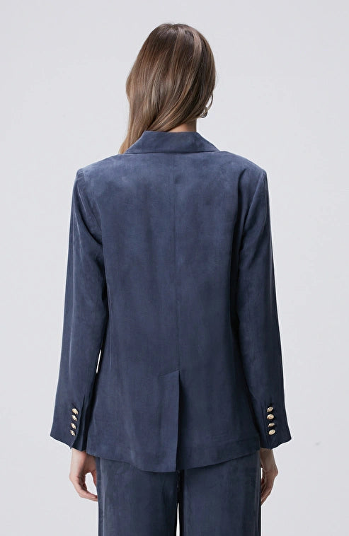 WOMEN'S Navy Cupro Blazer Jacket
