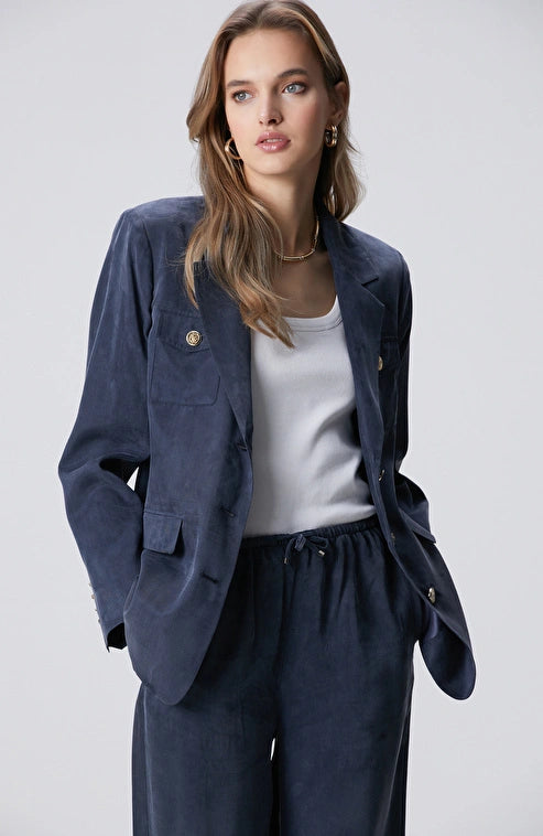 WOMEN'S Navy Cupro Blazer Jacket