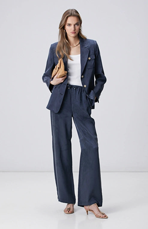 WOMEN'S Navy Cupro Blazer Jacket