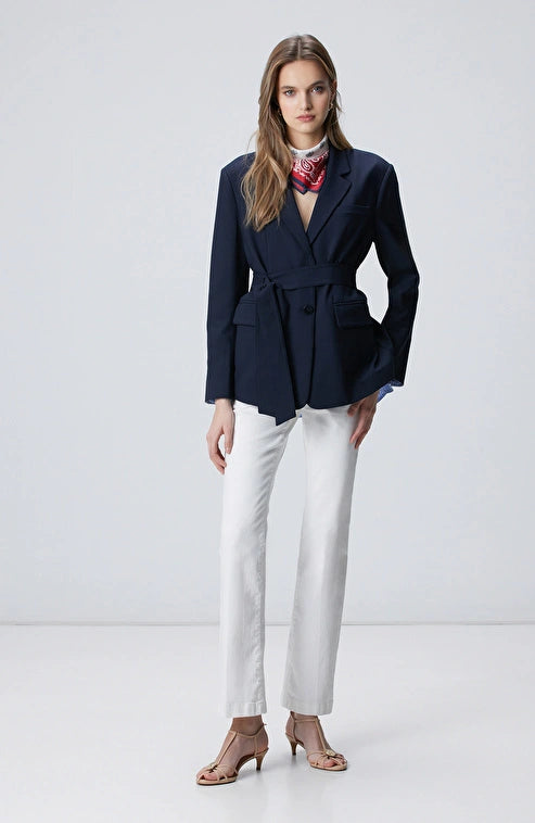 WOMEN'S N-Green Navy Belted Jacket