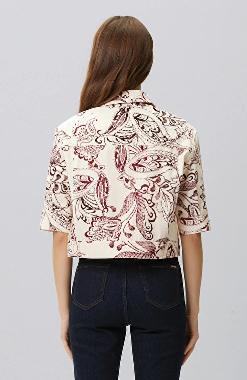 WOMEN'S N-Green Cherry Blossom Patterned Jacket