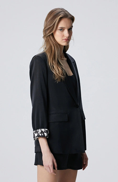 WOMEN'S Black Cupro Blazer Jacket