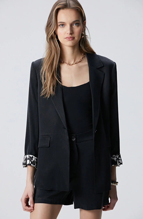 WOMEN'S Black Cupro Blazer Jacket