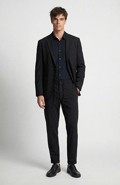 MEN'S Black Sweatpants with Diagonal Pattern