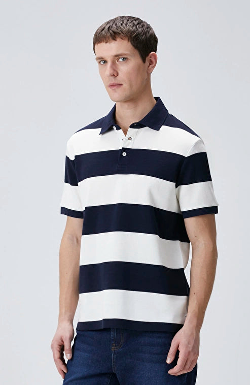 MEN'S Navy Blue and White Striped T-shirt