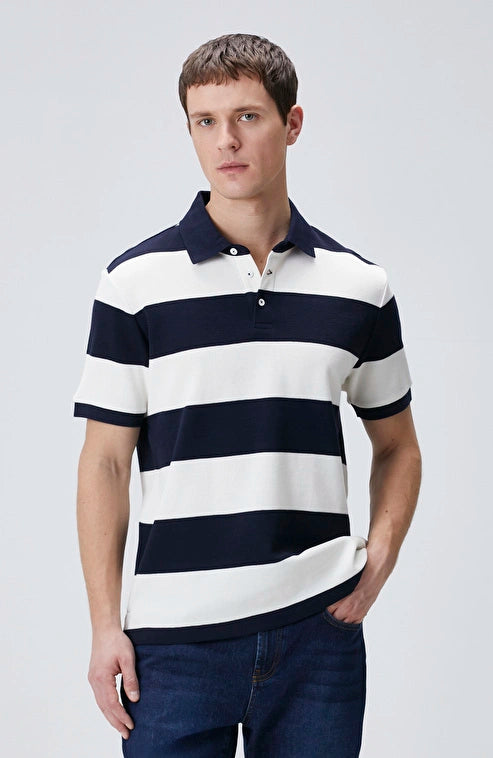 MEN'S Navy Blue and White Striped T-shirt