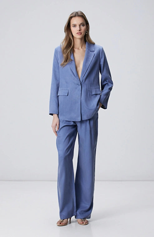 WOMEN'S Blue Cupro Blazer Jacket