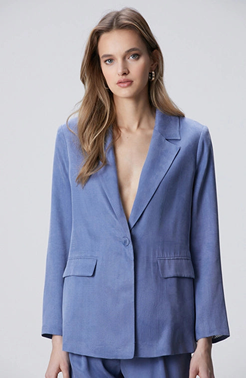 WOMEN'S Blue Cupro Blazer Jacket