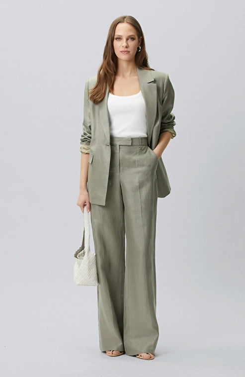 WOMEN'S Light Khaki Linen Trousers
