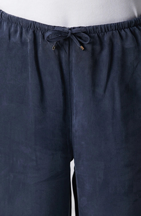 WOMEN'S Navy Cupro Trousers